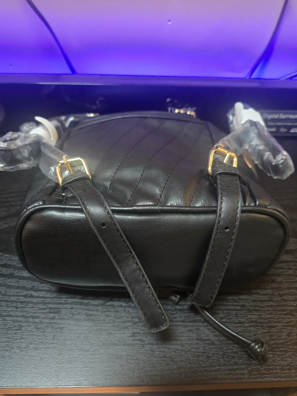 BEBE Black Quilted Mini Backpack with Gold Chain Accent-NWT